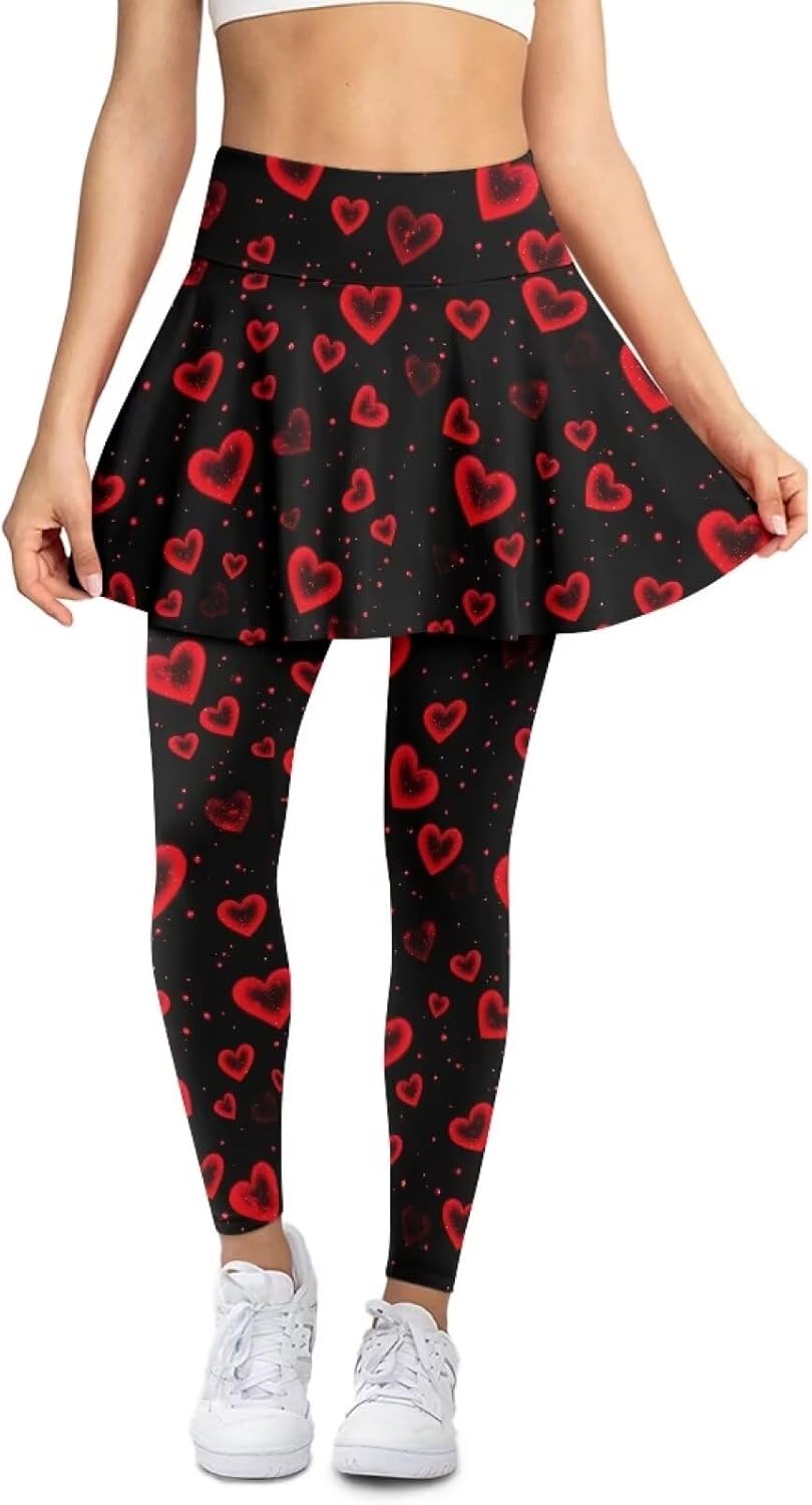 Poceacles Skirted Leggings for Women with Pocket Soft Sports Skirted Leggings Yoga Skirts Athletic Tennis Skirt with Leggings