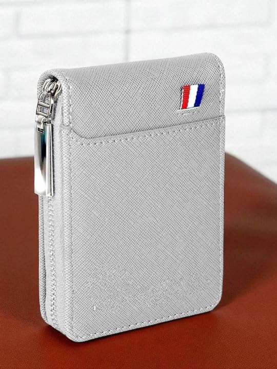 Image of Compact RFID Protected Card Wallet with Expandable Slots Zipper Closure and Currency Pocket (Grey)