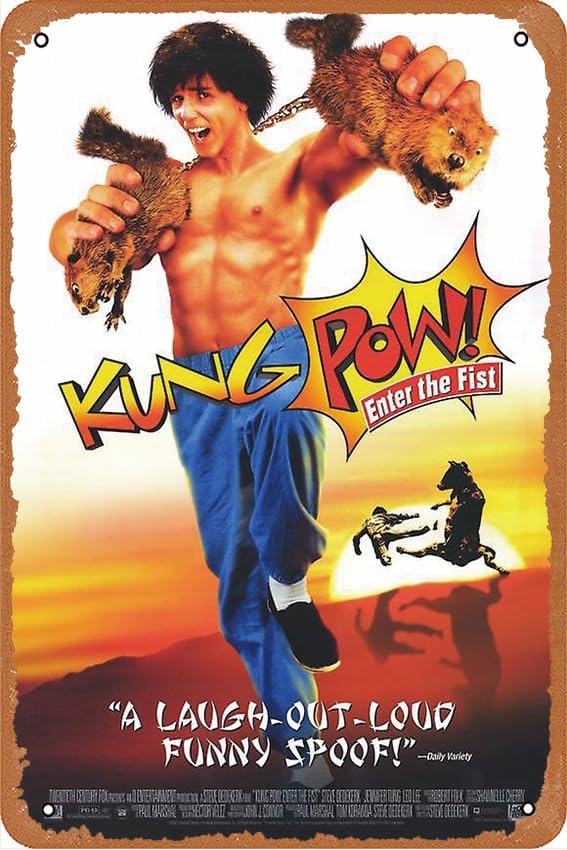 Kung-Pow - Póster de película con texto en inglés "Enter the Fist", letrero de metal retro para placa de cafetería, bar, decoración de pared del