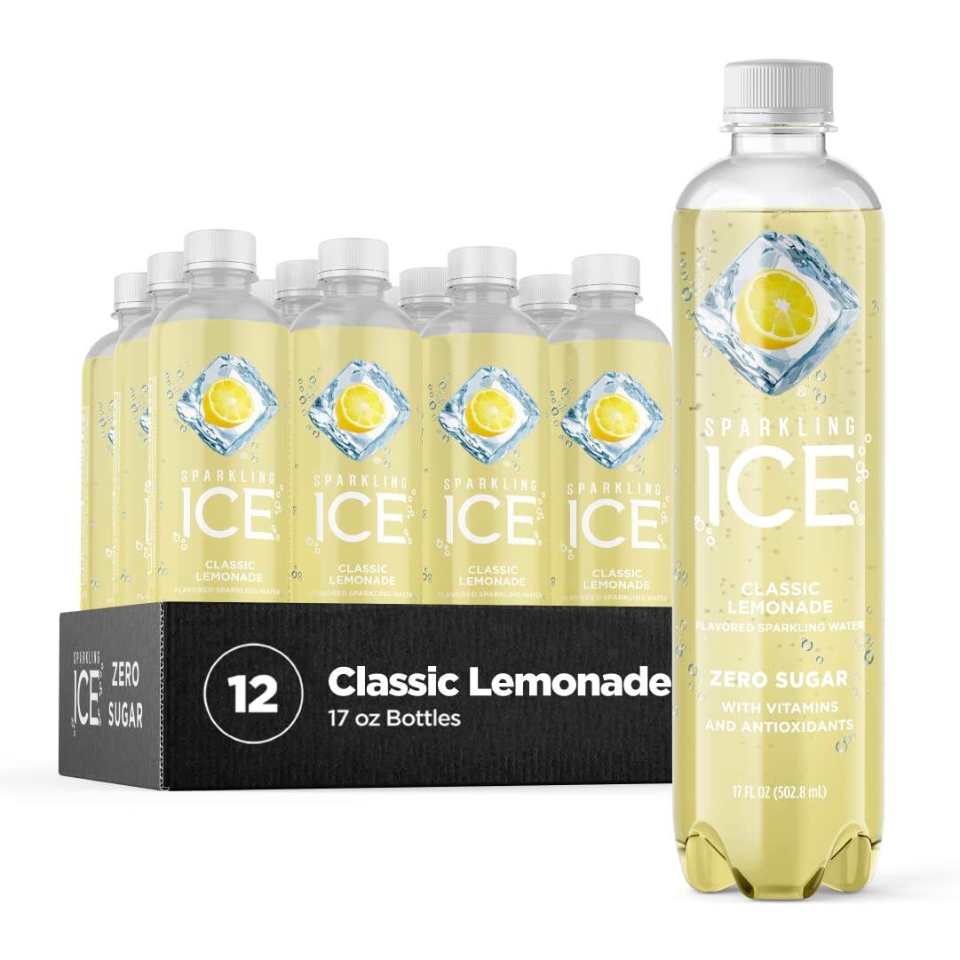 Sparkling Ice, Classic Lemonade Sparkling Water, Zero Sugar Flavored Water, with Vitamins and Antioxidants, Low Calorie Beverage, 17 oz Bottles (Pack of 12) : Sparkling Juice Drinks : Everything Else