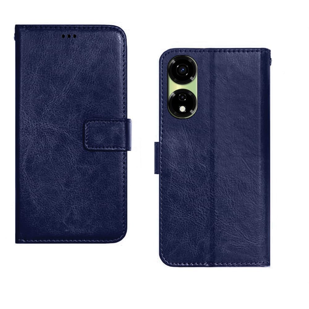 Amazon Brand - Solimo Itel P55 5G Flip Cover | Card Pockets Wallet & Stand | Flip Cover for Itel P55 5G - Blue