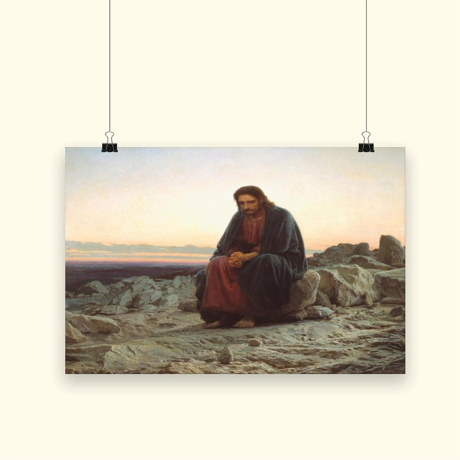 Ivan Nikolaevich Kramskoi - Póster de Cristo en el desierto desierto para dormitorio, lienzo decorativo impreso, arte de pared, oficina, habitación, decoración estética, regalo, sin marco, 20 x 30 i