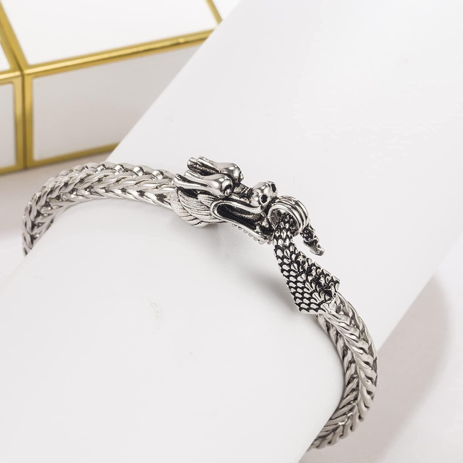Dankadi Vintage Men 925 Sterling Silver Dragon Bracelet 5MM7 7.5" 8 "8.5" 9" Franco Link Curb Chain Bangle Fashion Punk Gold Fine Jewelry Gift - Image 5