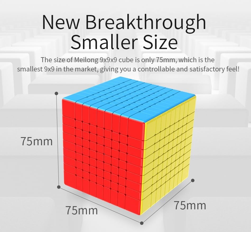 Image of Moyu MFJS Meilong 9x9x9 Cube Stickerless - High-Speed Mofang Jiaoshi Puzzle, 75mm Size, Perfect for Speedcubing, Competitive Puzzles, and Puzzle Enthusiasts