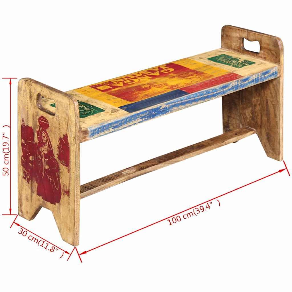 Banco de madera vieja vintage, 100 x 30 x 50 cm, banco de madera, estilo