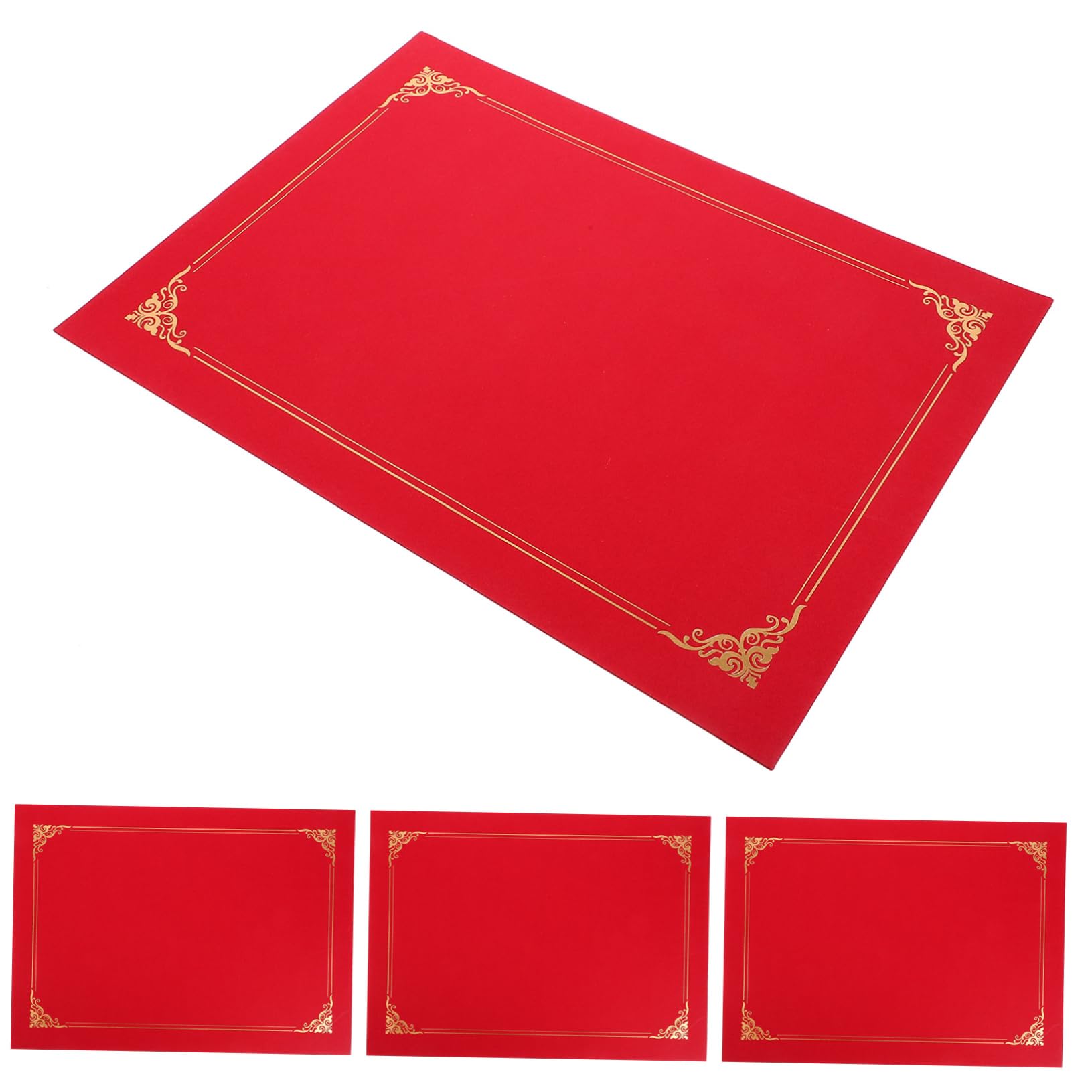 Housoutil Cartella Portacertificati A4 Rossa, 4 Pezzi, Copertina Classica in Carta per Conservare Diplomi e Documenti, Facile da Trasportare