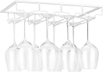Wine Glass Rack - Under Cabinet Stemware Wine Glass Holder Glasses Storage Hanger Metal Organizer for Bar Kitchen Gold