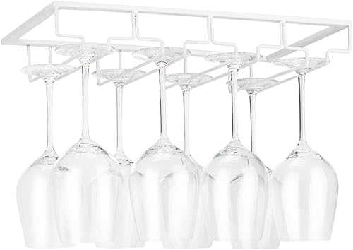 Miniatura 16 de Estante para Copas de Vino - Soporte para Copas de Vino debajo del Gabinete, Organizador de Metal para Copas de Vino y Vasos, Colgador para Negro