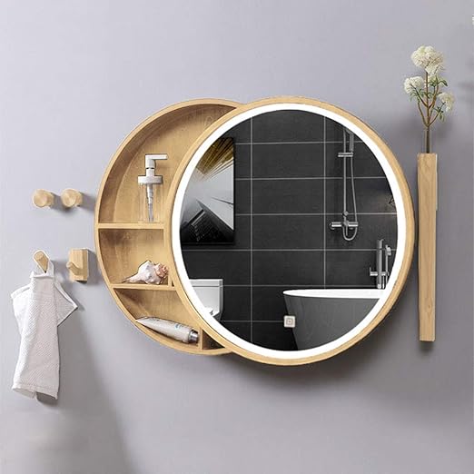 L&ED Bathroom Mirror Led Lighted/Led Light Solid Wood AntiFog