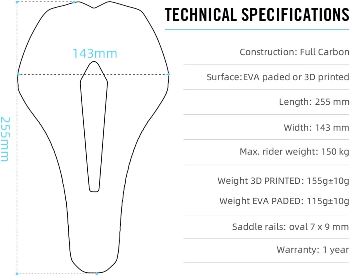 Carbon 3D Printed Ultralight Bike Saddle 115g/155g 7x9mm Road MTB Racing Seating Cushion Cycling Parts