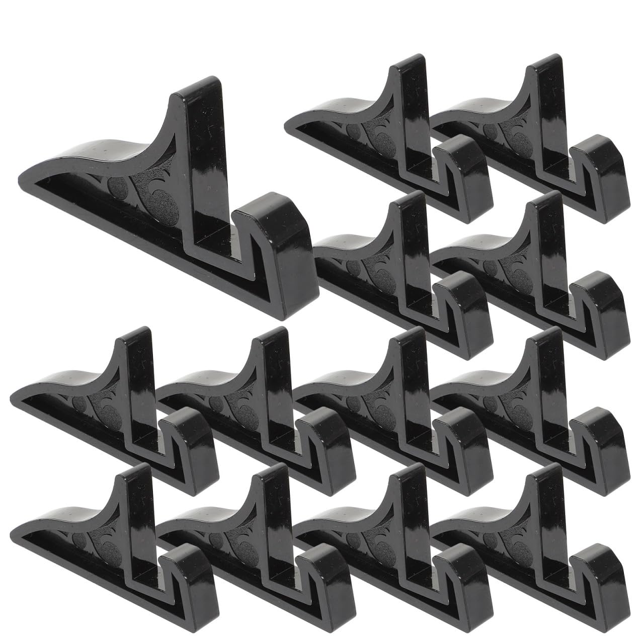 Veemoon 16pcs Black Plastic Photo Frame Easel Stand 1.2cm Slot Width, Multi-functional Certificate Display Pedestal Base for Desktop and Office