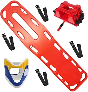 Emergency Rescue Spine Board Kit, Floating Backboard Stretcher with Neck Guard & Head Immobilizer, Durable Lightweight Design for Lifeguards & First Responders,E4