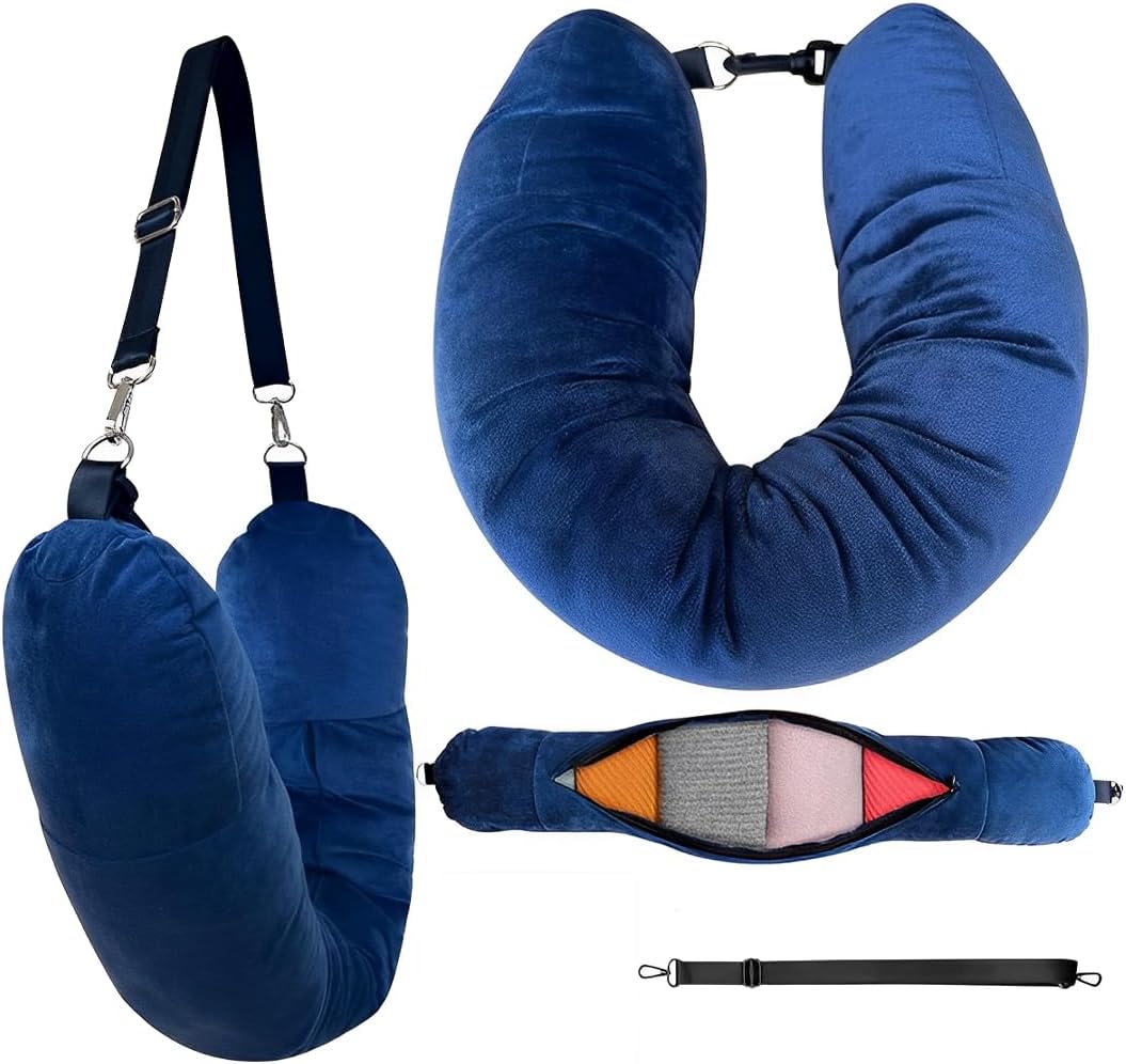 Coussin de Voyage Avion,Remplissable Tour de Cou Avion,Velours de Cristal Oreiller de Voyage,Multifonctionnel Portable avec Bretelles Réglables Amovibles,Espace de Stockage Supplémentaire,bleu Coussin de Voyage Avion,Remplissable Tour de Cou Avion,Velours de Cristal Oreiller de Voyage,Multifonctionnel Portable avec Bretelles Réglables Amovibles,Espace de Stockage Supplémentaire,bleu