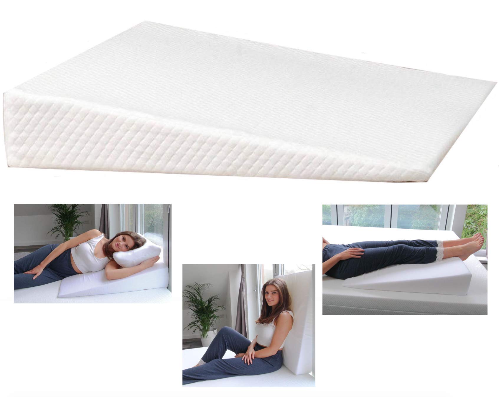 Buy All Here White X Large Orthopaedic Wedge Pillow Acid Reflux Reduce Back Neck & Sciatica Pain Snoring Pregnancy Quilted Zip Cover