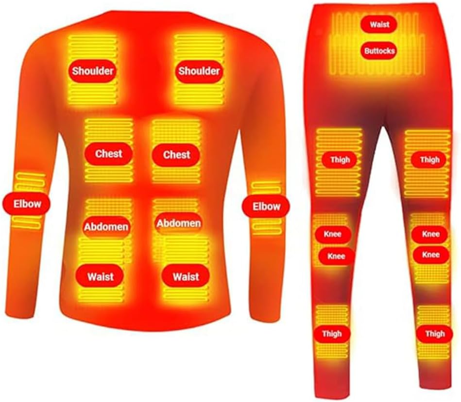 Heated Underwear Set for Men, Men's Thermal Underwear Top Bottom USB with APP Temperature Control, USB Heating 20 Zones