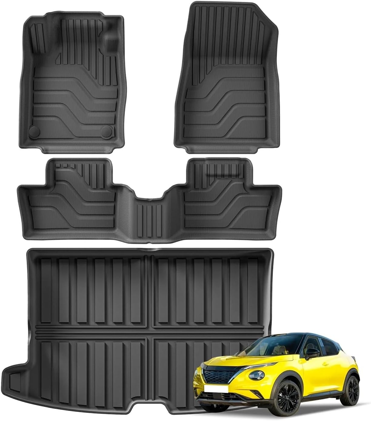 Compatible with Nissan Juke 2022-2024 Car Floor Mats Cargo Liner Trunk Mat TPE Waterproof Wear-Resistant Protection Mat Accessories(24JUKE LHD 6P)