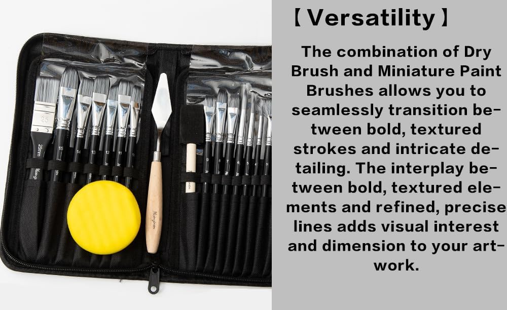 20 Pcs Paint Brushes, Professional Acrylic Paint Brush Set Artists Complete Range of Sizes with Palette Knife & Canvas Bag for Acrylic, Oil, Watercolor, Gouache