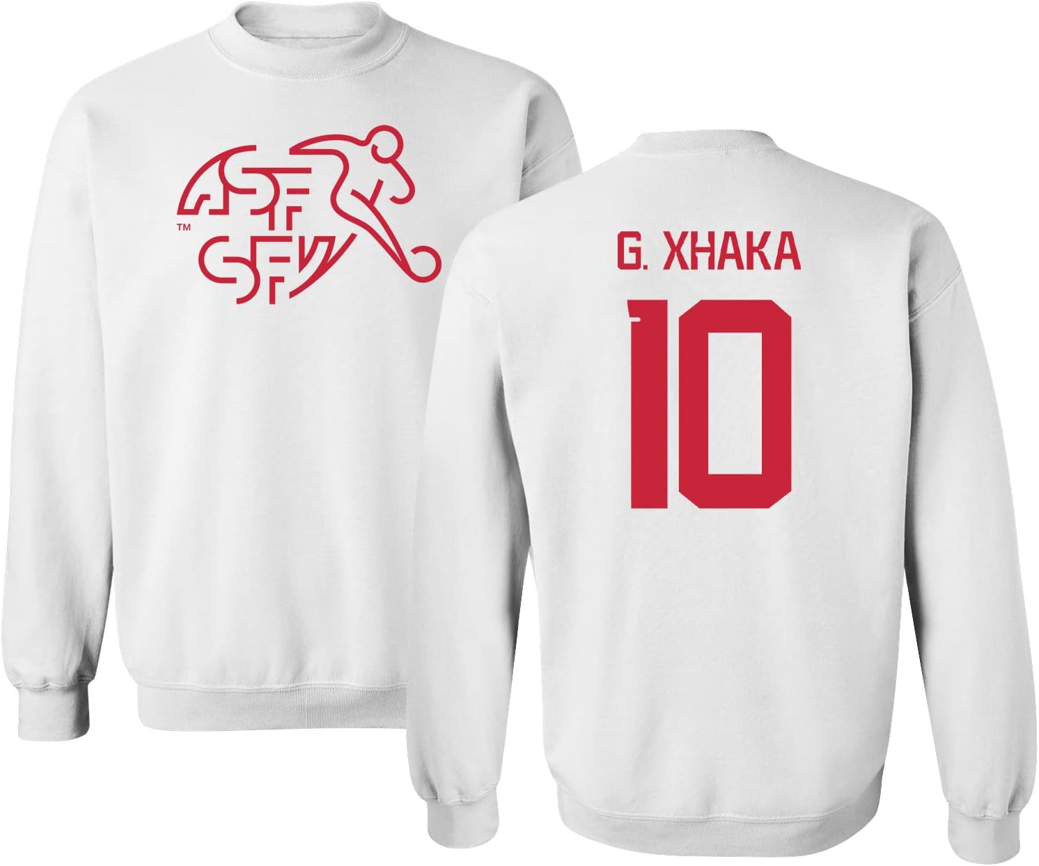 FLAURA Switzerland Soccer #10 Xhaka World Football Fans Adult Crewneck Sweater