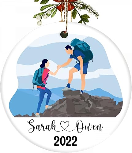 Adorno personalizado para pareja de senderismo, adorno de aventuras al aire libre, adorno de vacaciones, decoración del hogar, regalo para