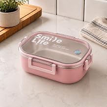 304 Paslanmaz  elik B lmeli Beslenme Kab , S zd rmaz Kapakl  Pembe