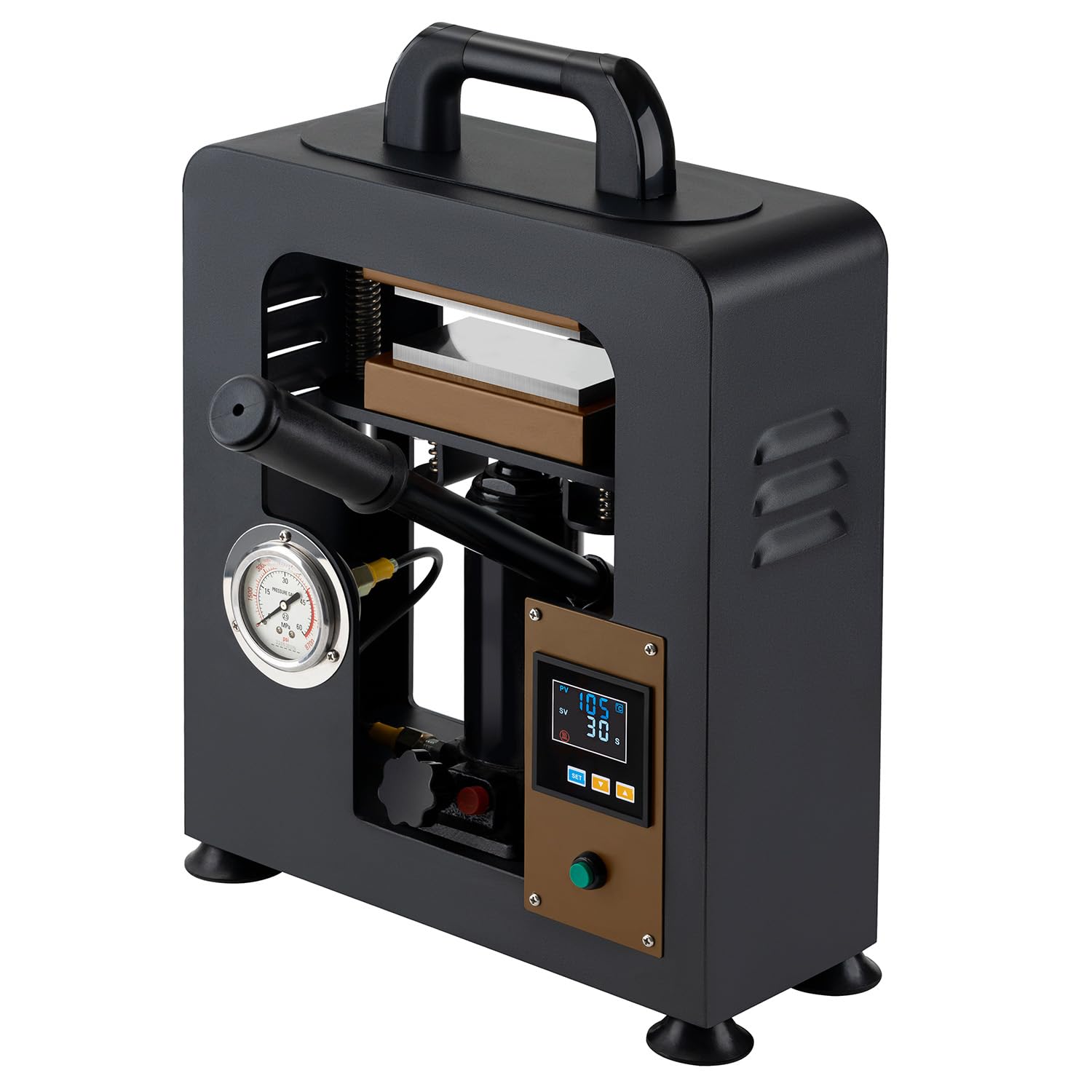 Rosin Presse 7 Tonnen 600W Kolophonium-Extraktionsmaschine mit Zwei 6 x 12 cm Heizplatten, digitaler Temperaturregelung und Timer für Trockenblumen
