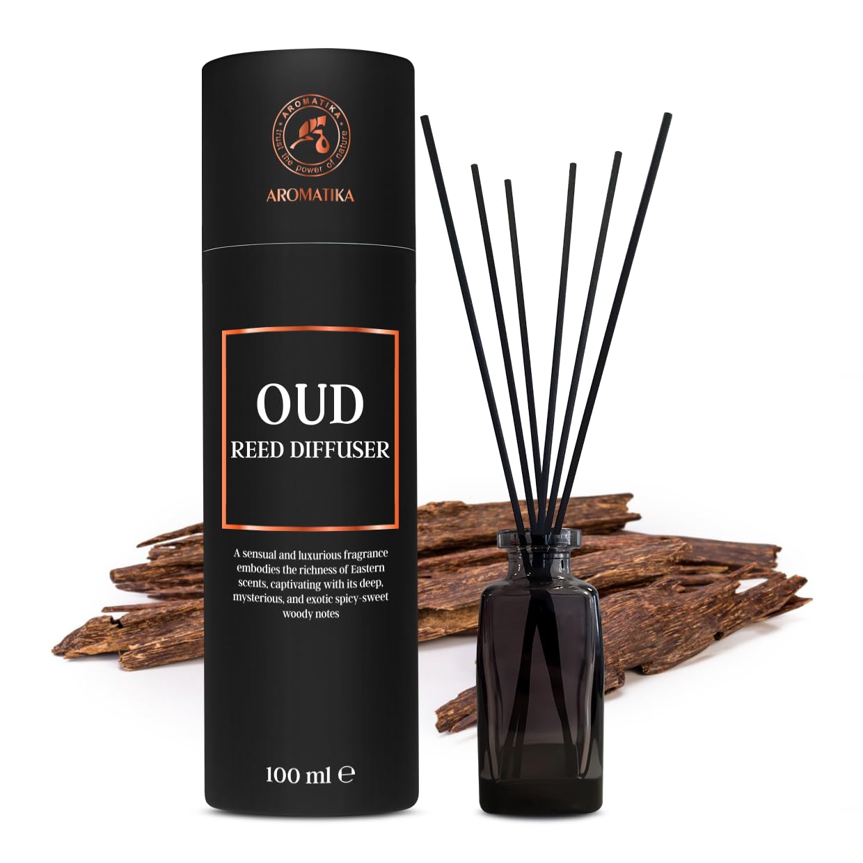 Reed Diffuser Oud 100ml - Fragrance Diffuser with Bamboo Sticks - Aroma Reed Diffuser - Aromatherapy - Long Lasting Fragrance - Air Freshener - Home - Office - Club