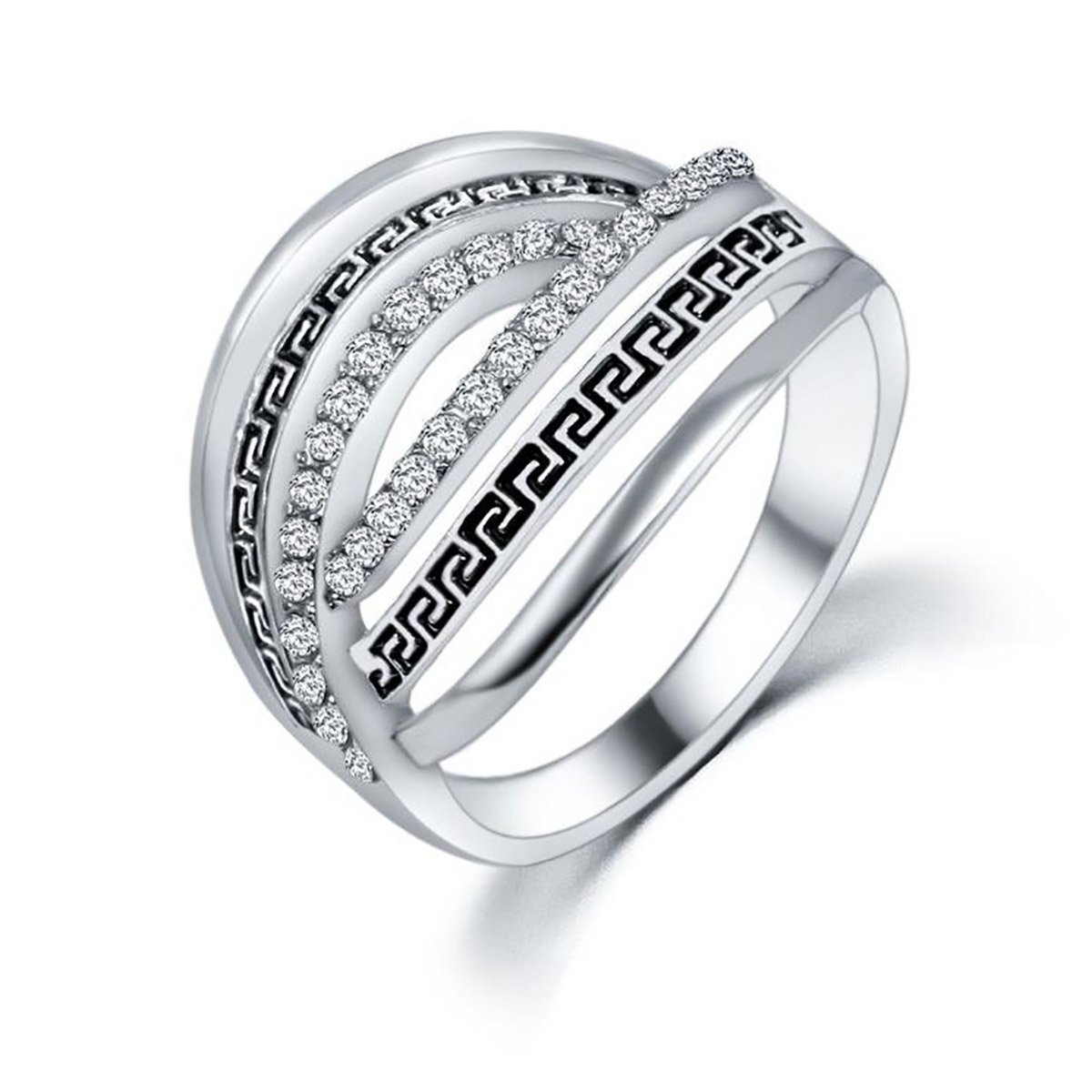 RUVEE Anneau en Diamant Maya spirale Platinum Plated Alloy Alloy Ring for Women & Girls (B0722FCP29) Amazon Price History, Amazon Price Tracker