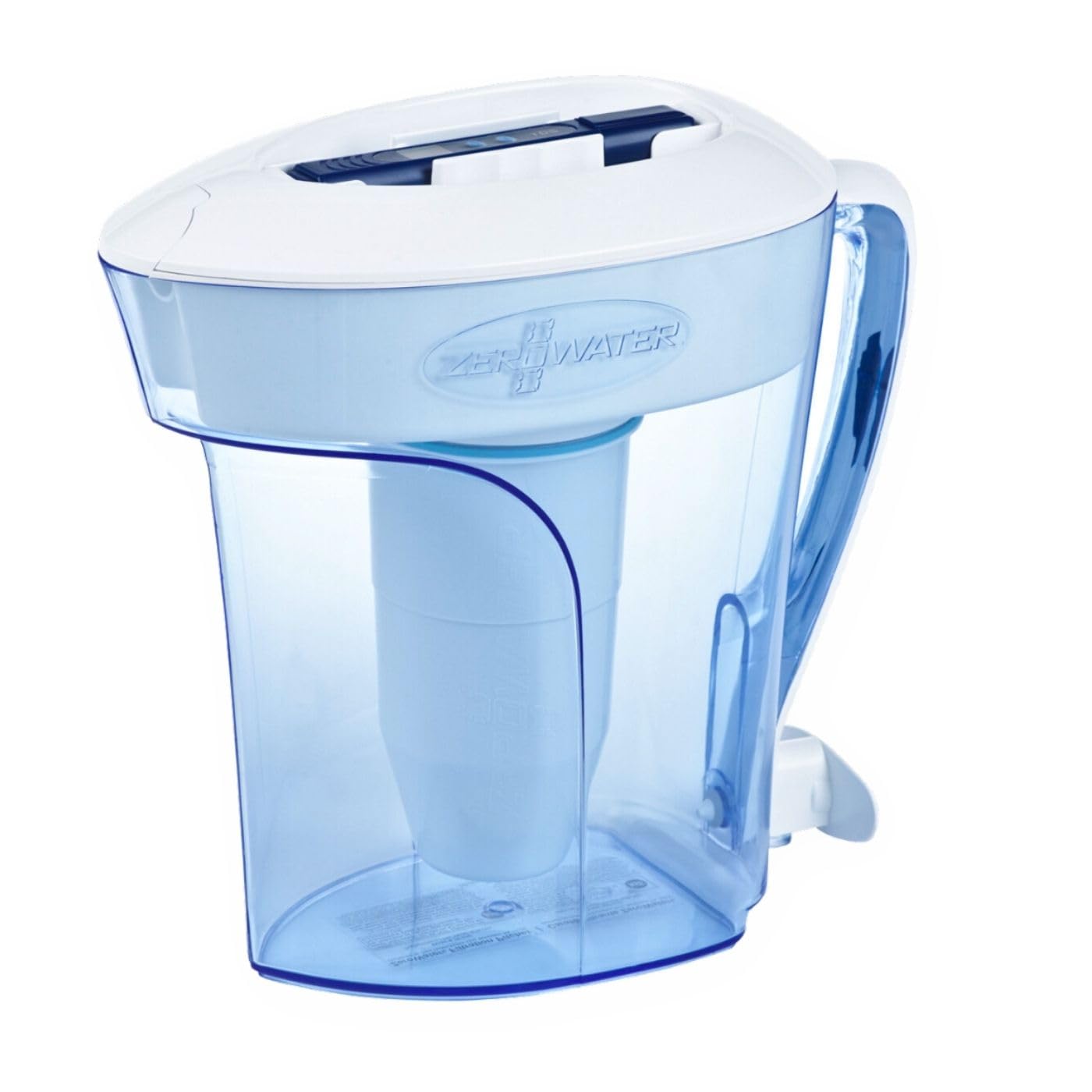 ZeroWater Caraffa Filtrante per Acqua a 5 Fasi da 2,4 L - Brocca Acqua Filtrante con Certificazione NSF - Riduce la Presenza di Piombo PFOA/PFOS e Altri Metalli Pesanti - Bianca e Blu