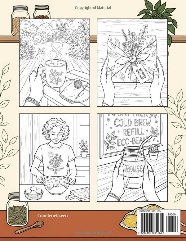 Zero Waste Coloring Book: 50 Inspiring Designs and Eco Habits: A Creative Guide of Sustainable Activities for a Mindful, Plastic-Free Lifestyle image 3