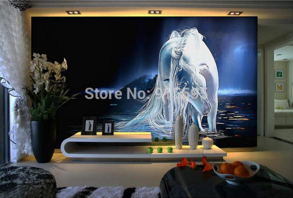 Mural papier peint cheval blanc 3D pour transformer un mur de chambre vide