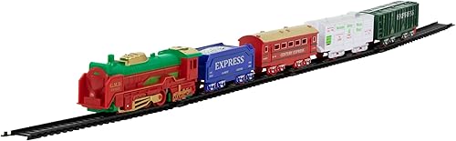 Northlight Juego de tren clásico animado y iluminado con pilas, 21 piezas, 1.5 pulgadas, rojo