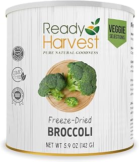 Ready Harvest Freeze-Dried Broccoli Florets #10 Can - 25-Year Shelf Life Emergency Food, USA-Made Pure Veggies for Camping & Storage
