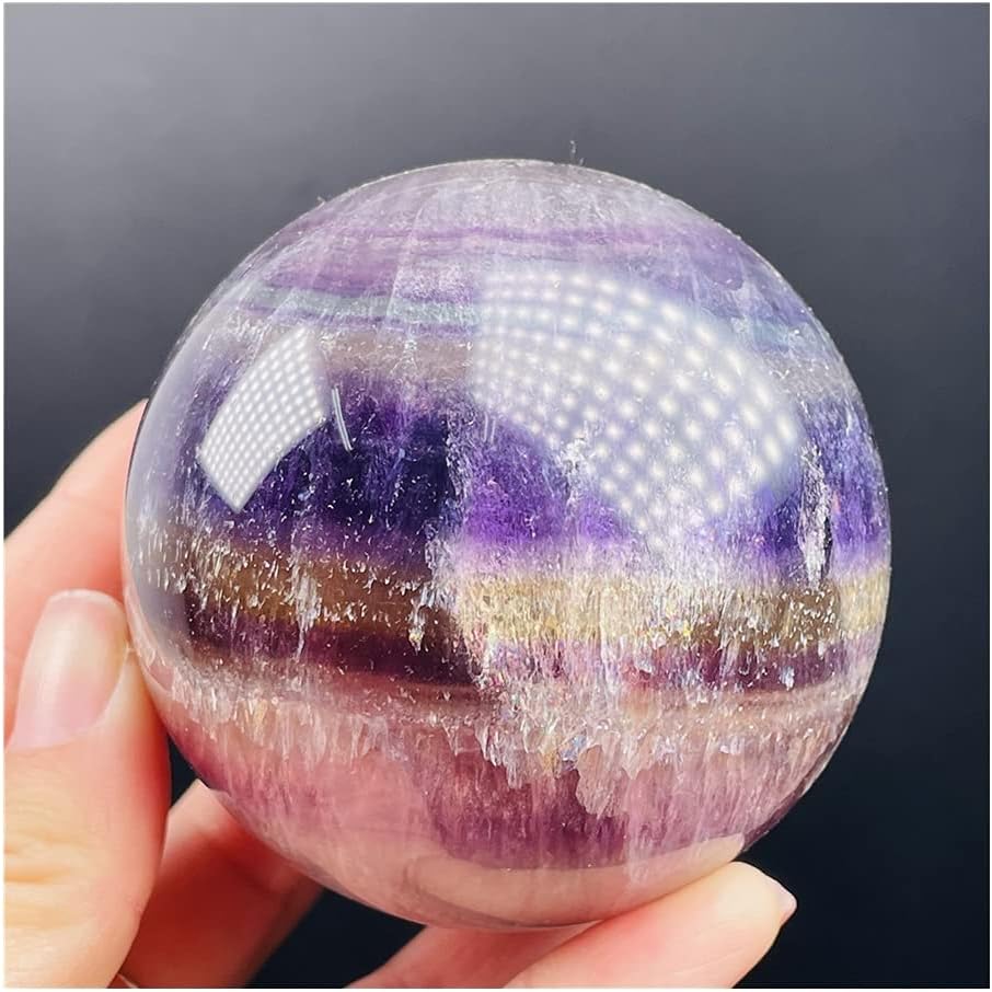 天然水晶の原石 パープル フローライト クォーツ スフィア クリスタル