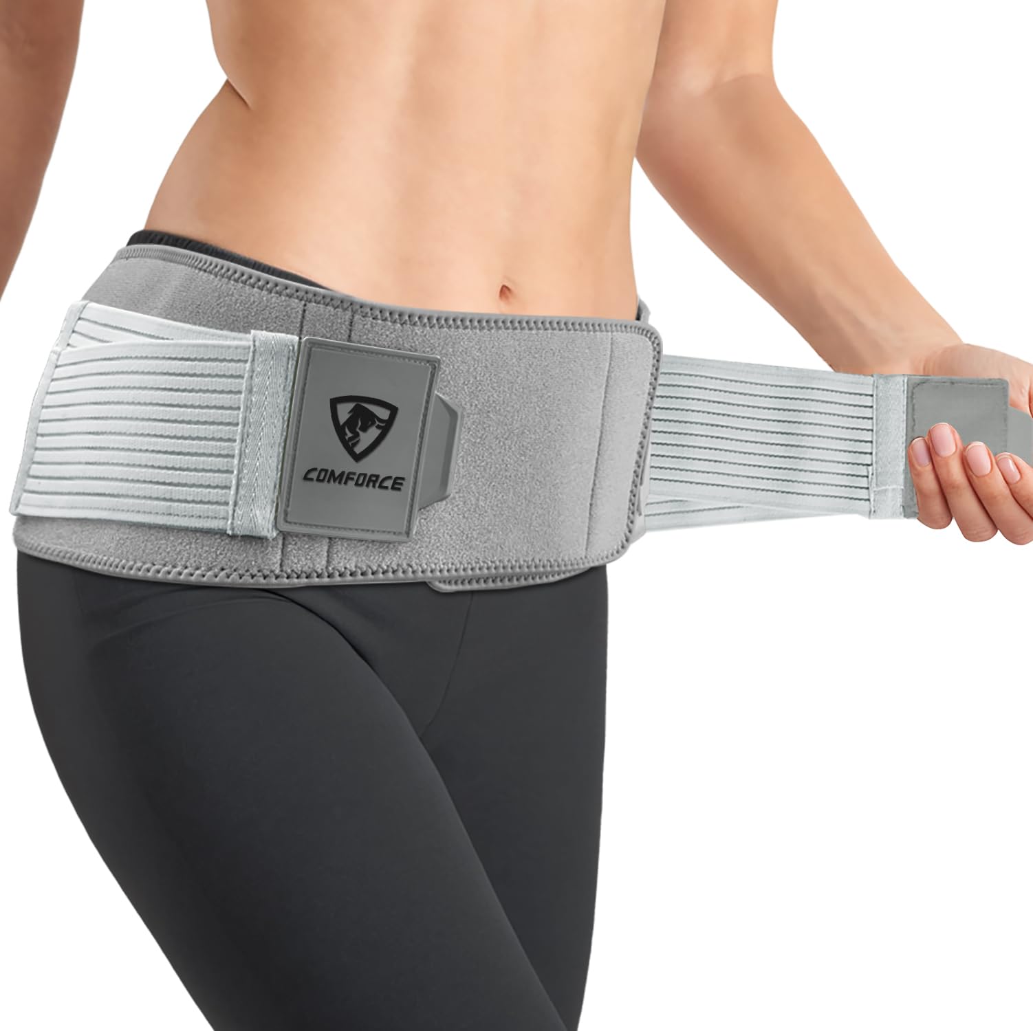 Sacroiliac SI Gelenk-Hüftgurt mit Eisbeutel, doppelt verstellbar und Kompression, Trochanter, Hüftstütze für Damen und Herren, bei Ischiasschmerzen, Becken, Taille, Lendenwirbelentlastung