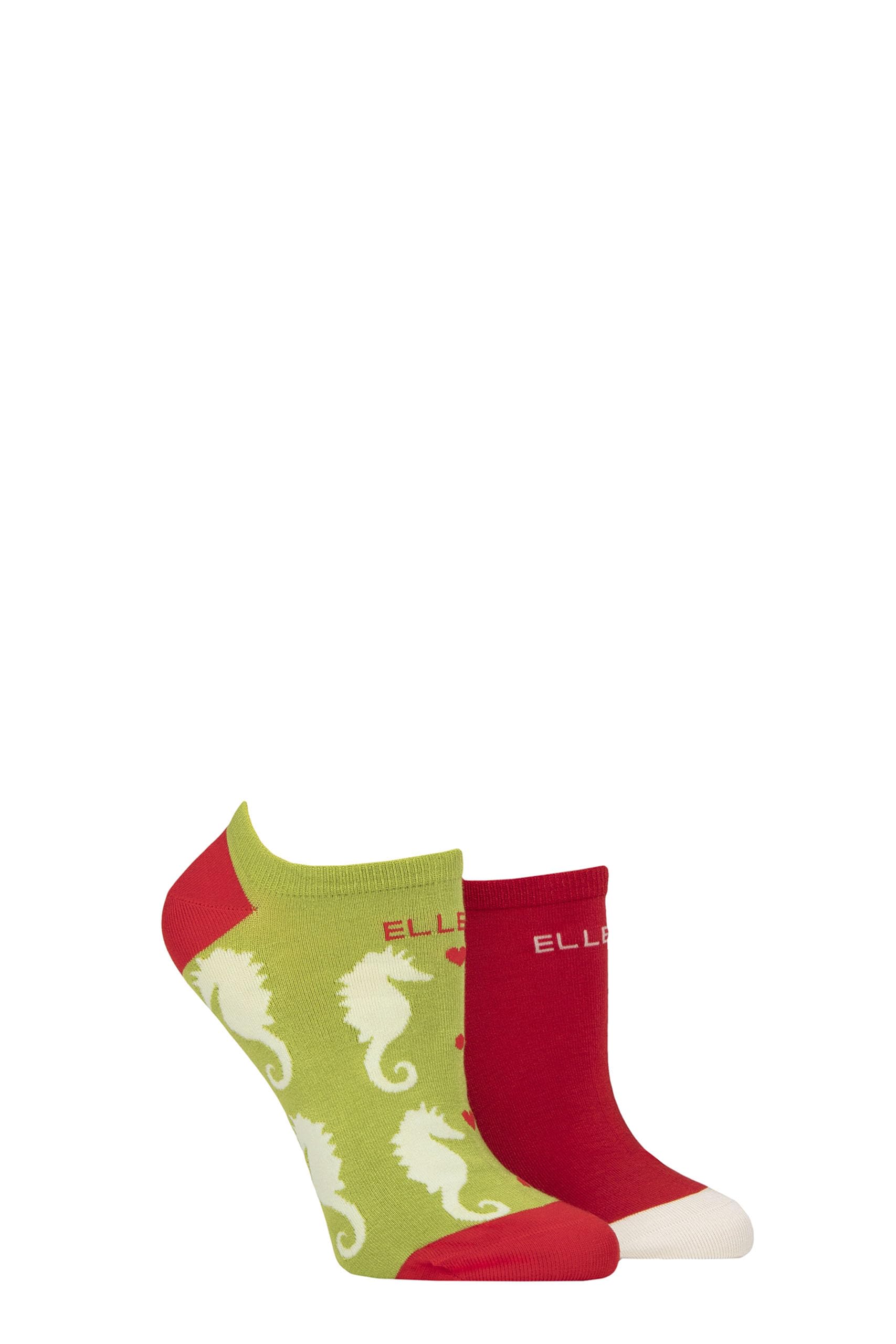 Elle Ladies No Show Socks -Plain Patterned and Striped Soft Breathable Bamboo Material in a Multipack of 2 Size 4-8 (UK, Numeric, 4, 8, Regular, Regular, Coastal Joy Patterned)