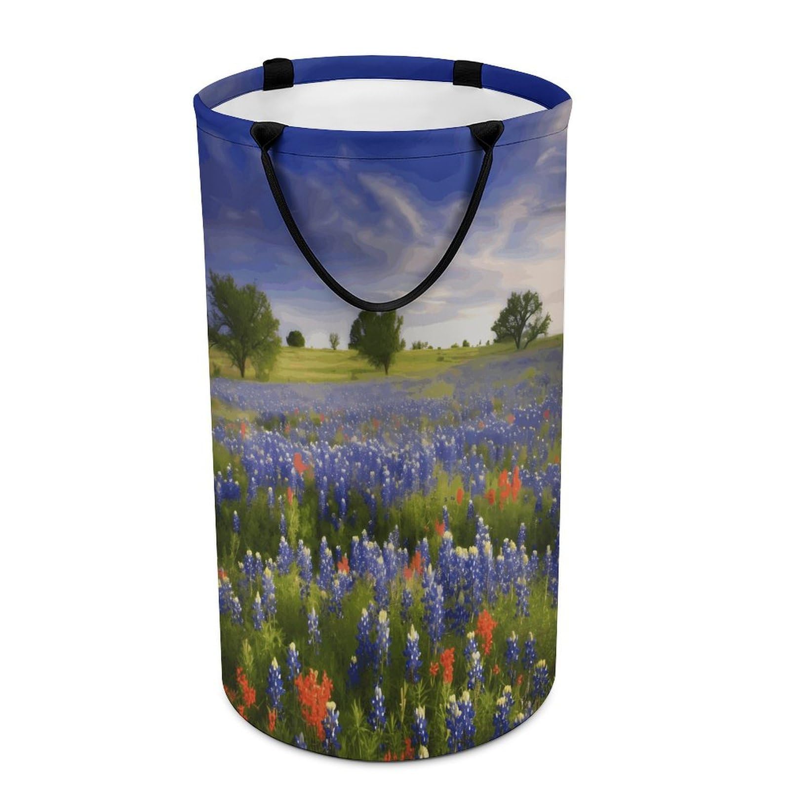 Texas Bluebonnets Scenery Dirty Clothes Basket Large Capacity Laundry Basket Freestanding Laundrys Hampers Tall Collapsible Clothes Hamper for Blankets Toys