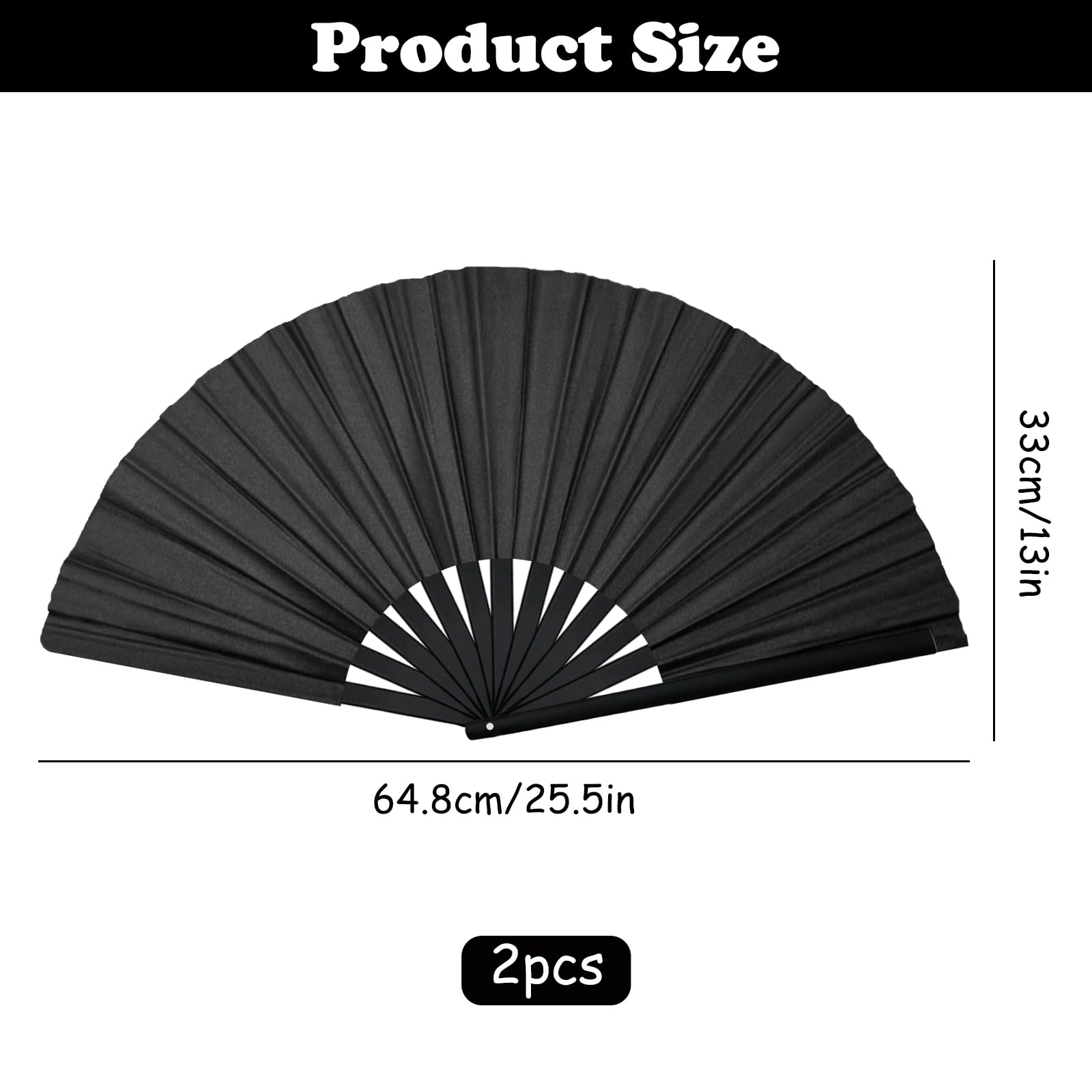 HINGTAI abanicos de mano plegables bambú chino retro grandes baile línea fiestas color negro