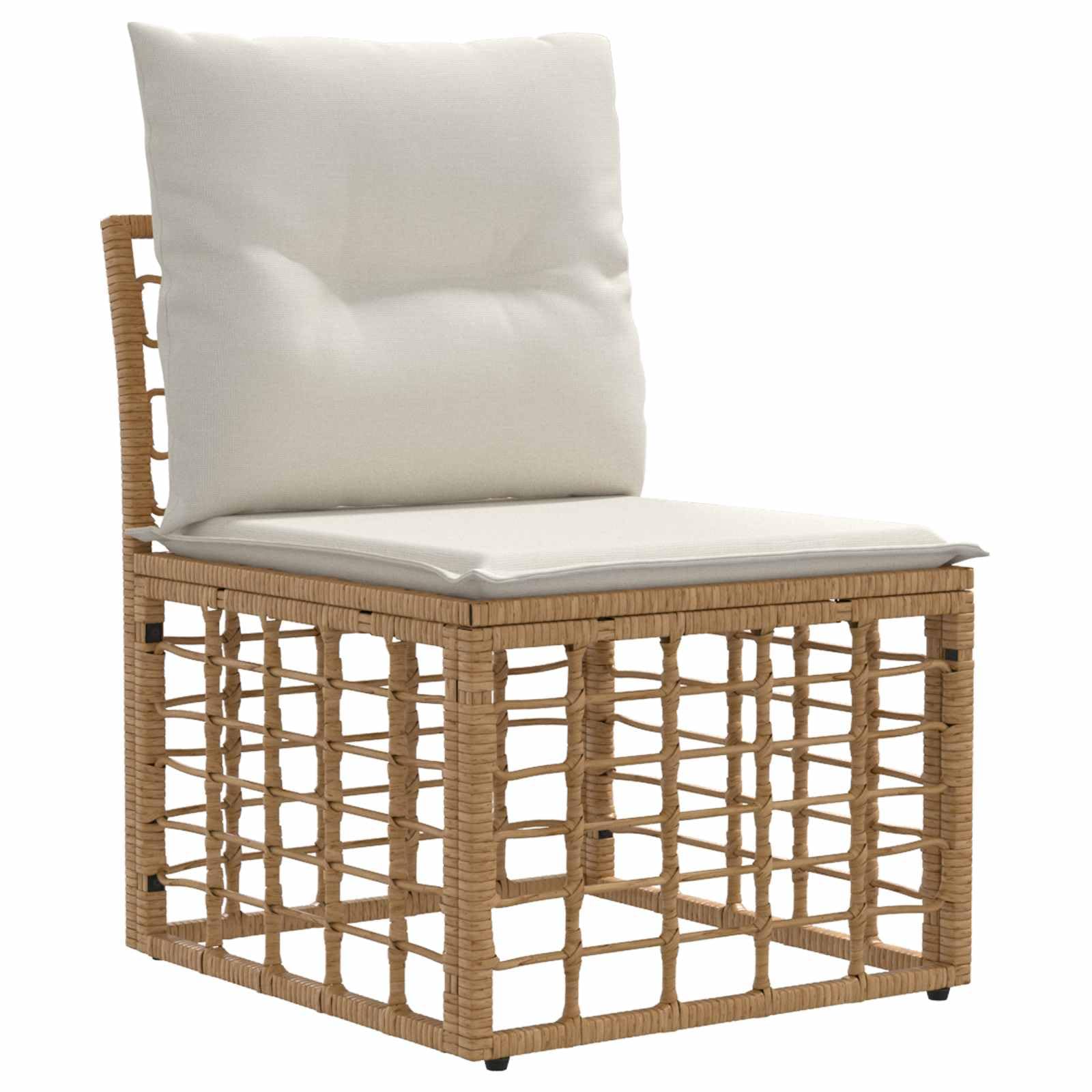 Set di divani da giardino in polyrattan, 12 pezzi, colore bianco crema naturale | Gruppo lounge modulare con tavolo in legno di acacia e cuscini per giardino e terrazza. Regolabile in modo flessibile.