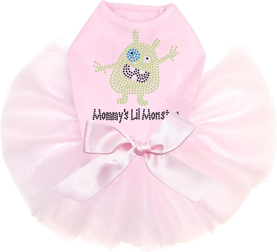 Mommy's Lil Monster Green - Dog Tutu Dress, L Pink