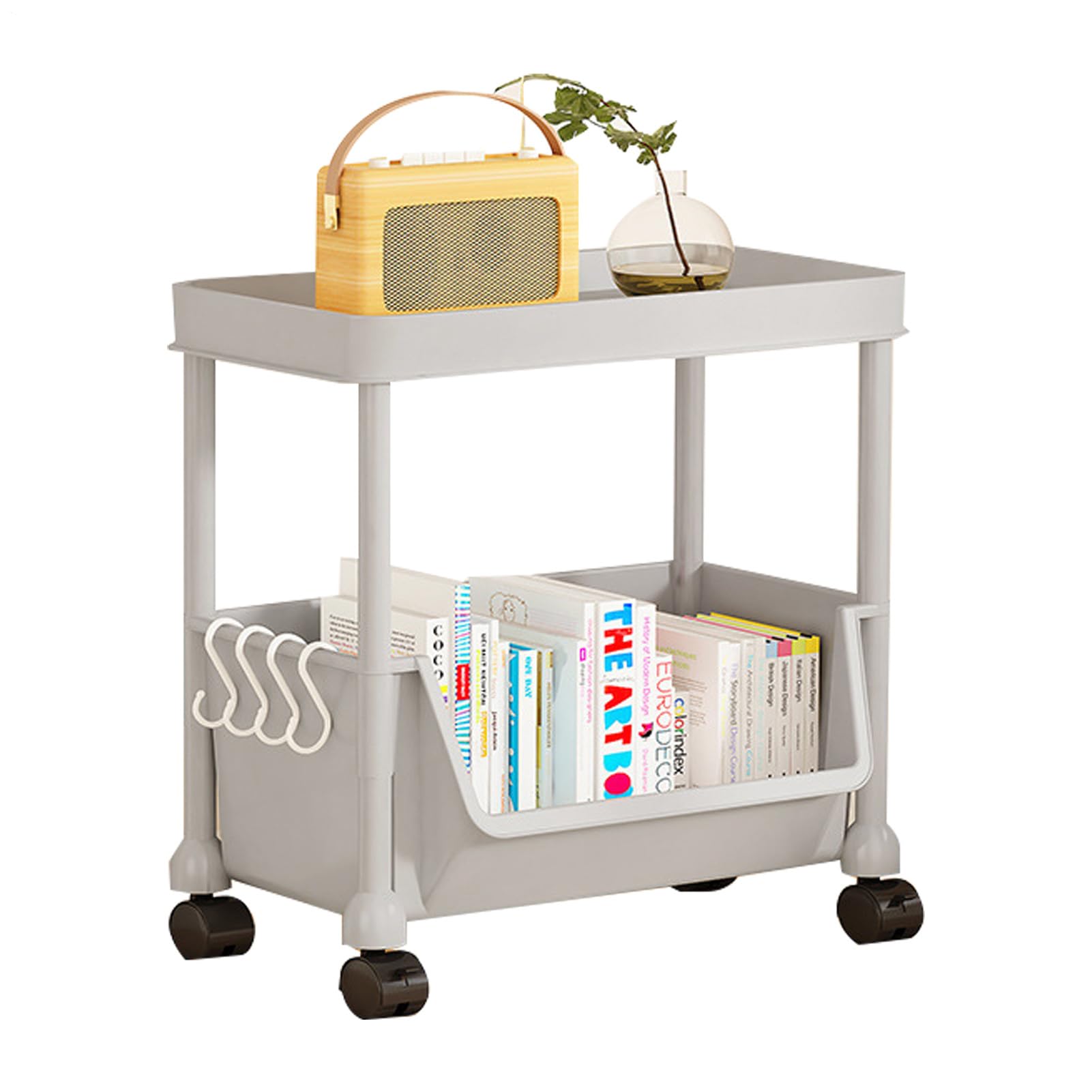 Carrello per il trasporto di libri a rotelle - Carrello per utenti da terra con ruote | Scaffale portaoggetti da bagno | Per Studi Interni Scuola Ufficio Documenti DVD Computer Portatili Accessori