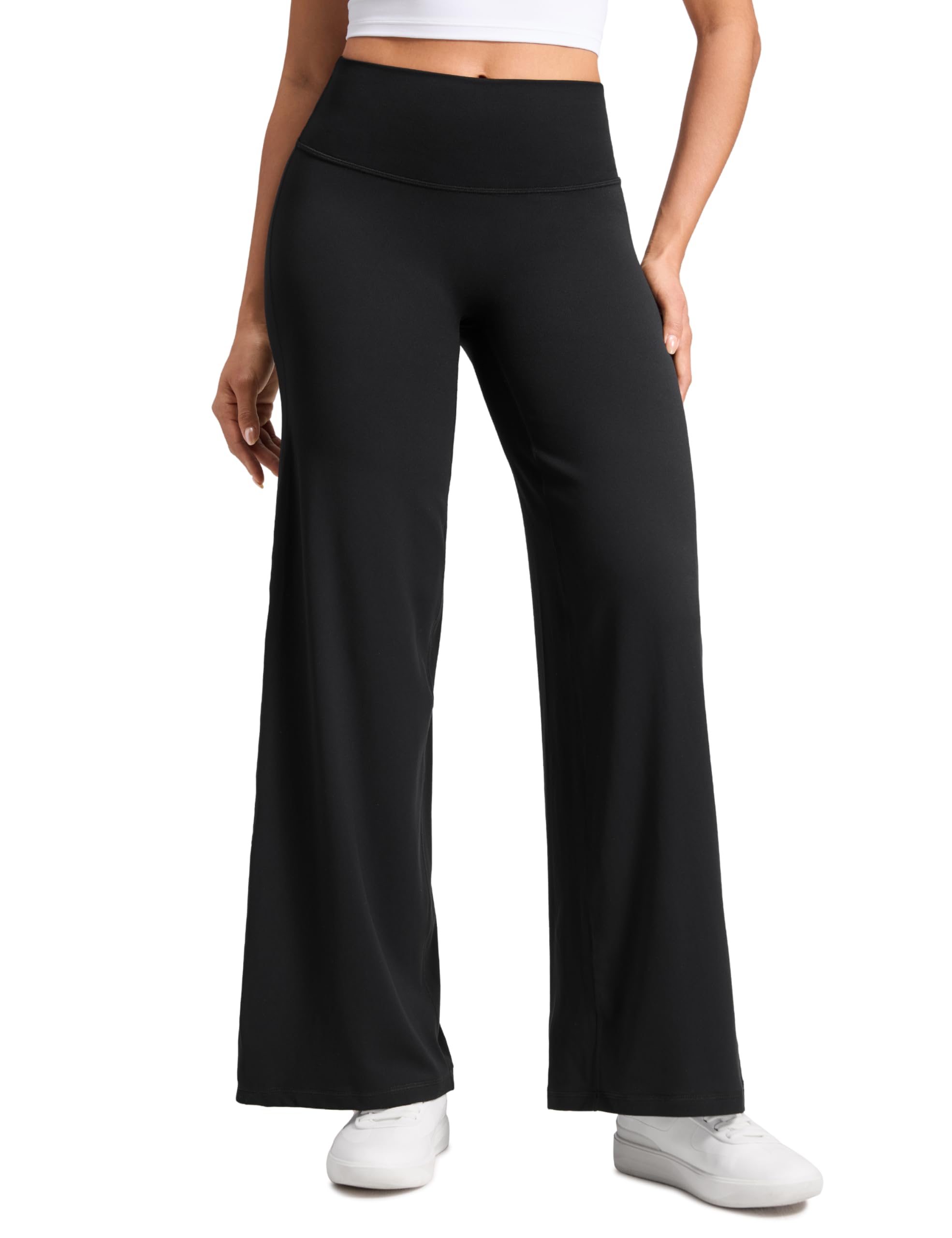 CRZ YOGA Softretch No Front Seam Wide Leg Pants 30 for Women - High Waisted Yoga Lounge Buttery