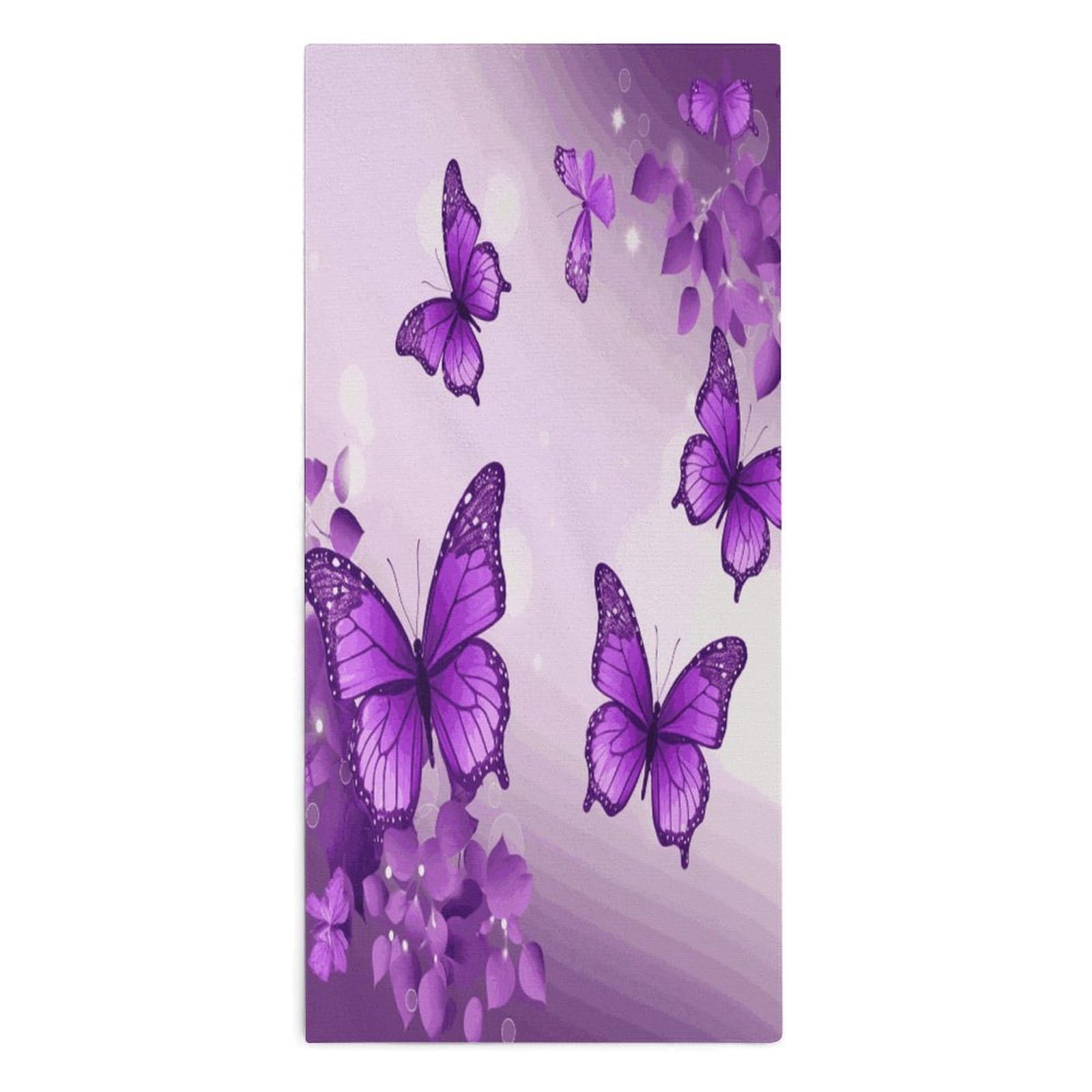 YUXBVKRS Purple Butterflies Hand Towels for Bathroom 14x29 Inch