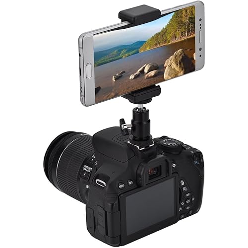 Metal Hot Shoe Mount - 360° Rotating Ball Head with 1/4" Screw for DSLR Cameras, Universal Flash/Light Bracket for Photography Accessories