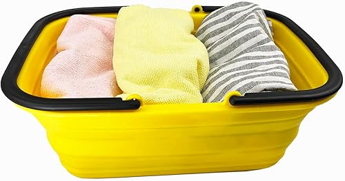 Miniatura 10 de SAMMART Tina de plástico plegable con asa de 9.2 L (2.3 galones), cesta de picnic portátil al aire libre, lavabo plegable para lavar platos
