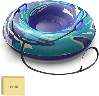 Snow Tube with Towable Tow Rope, 2 Person Heavy Duty Inflatable Sled for...