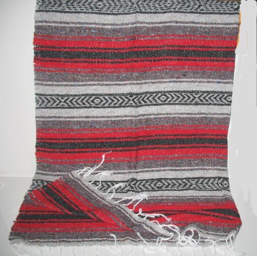 Roger Enterprises Large Red/Black Mexican Falsa Blanket Yoga Mat Roger Enterprises Large Red/Black Mexican Falsa Blanket Yoga Mat