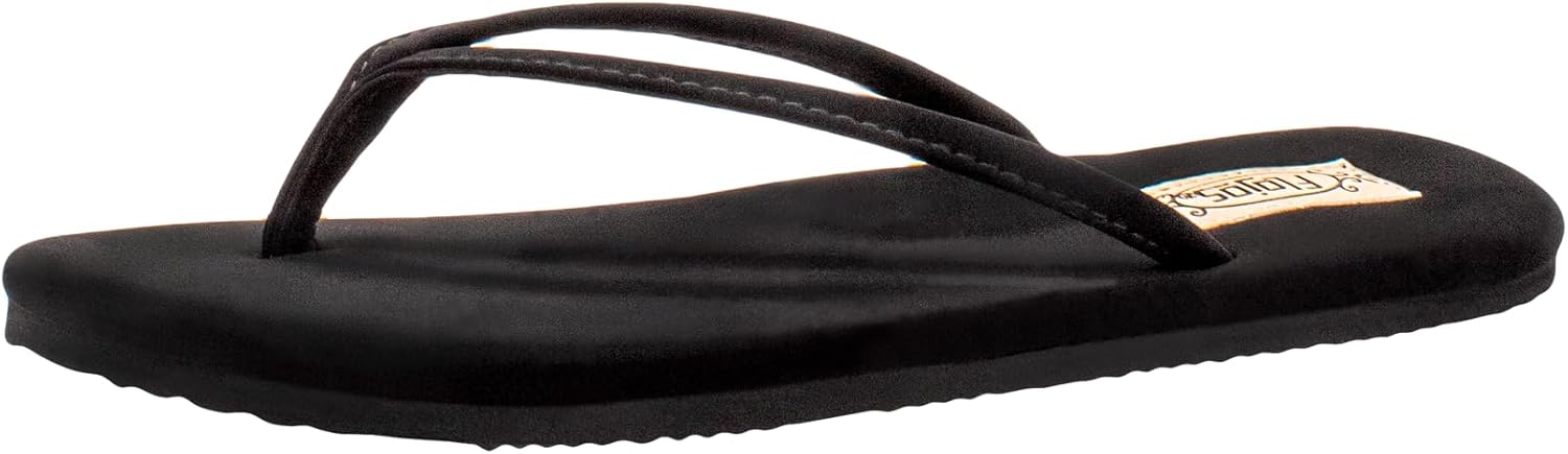 Flojos Fiesta Women's Flat Sandal, Black/Black, 6 M US