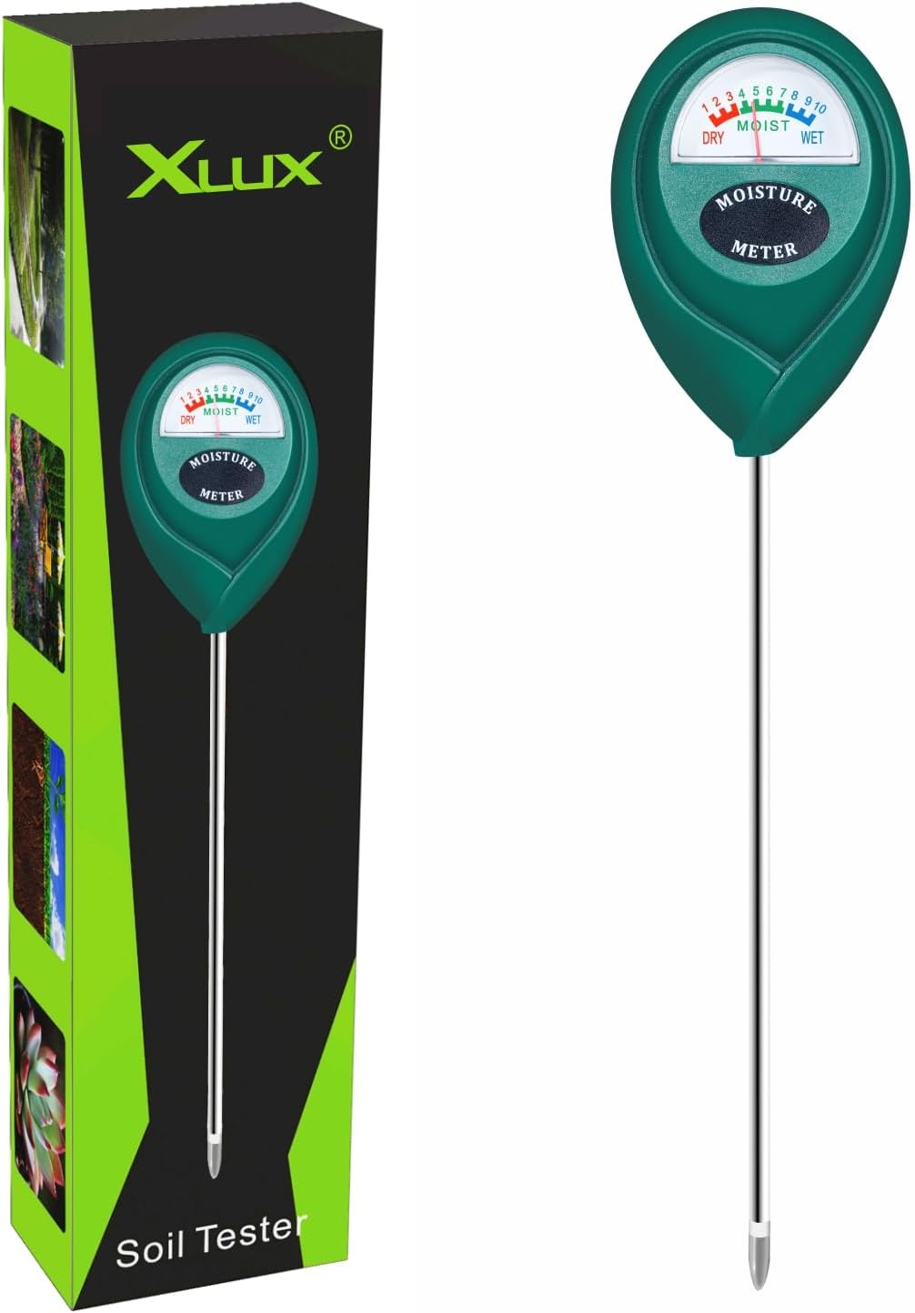 XLUX Soil Moisture Meter (Since 2015) - Durable 304 Stainless Steel Probe & Virgin ABS - Instant Read Hygrometer for Garden, Indoor & Outdoor Plants (Upgraded Design)