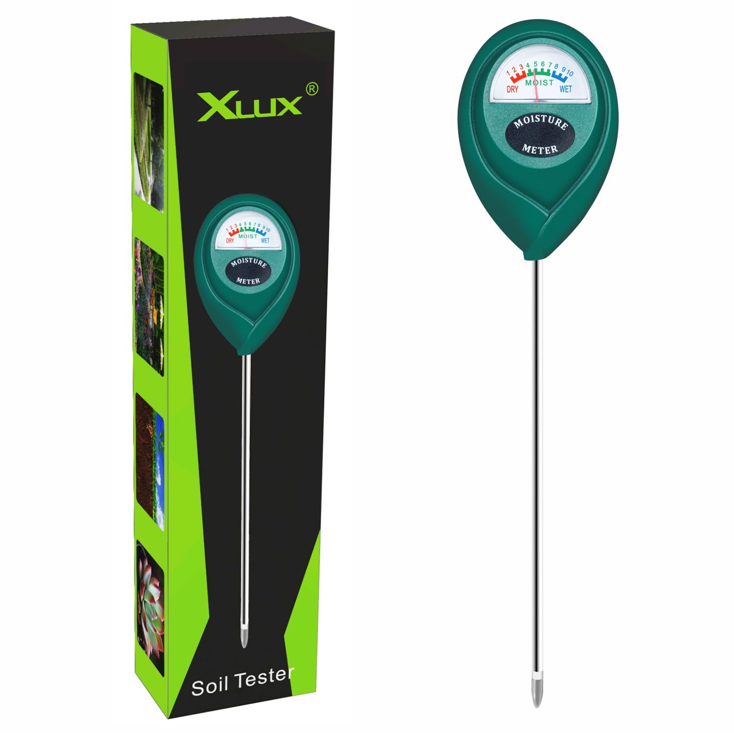 XLUX Soil Moisture Meter (Since 2015) - Durable 304 Stainless Steel Probe & Virgin ABS - Instant Read Hygrometer for Garden, Indoor & Outdoor Plants (Upgraded Design)