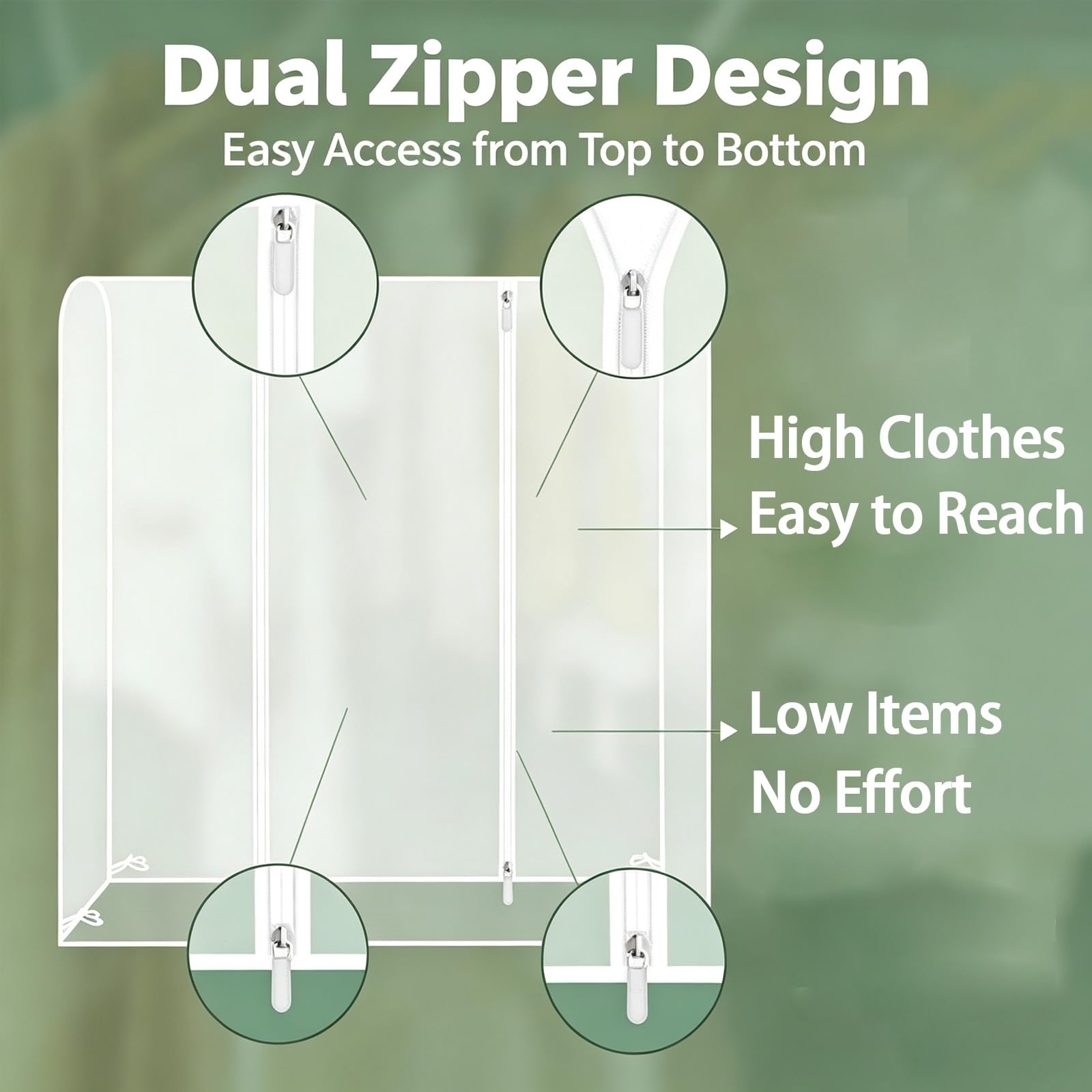 Fundas Ropa Armario, Ropa Fabricada en Material PEVA Impermeable | Funda Transparente para Perchero Disponible, con DiseñO de Doble Cremallera, Apta para Perchas(71in/180cm)